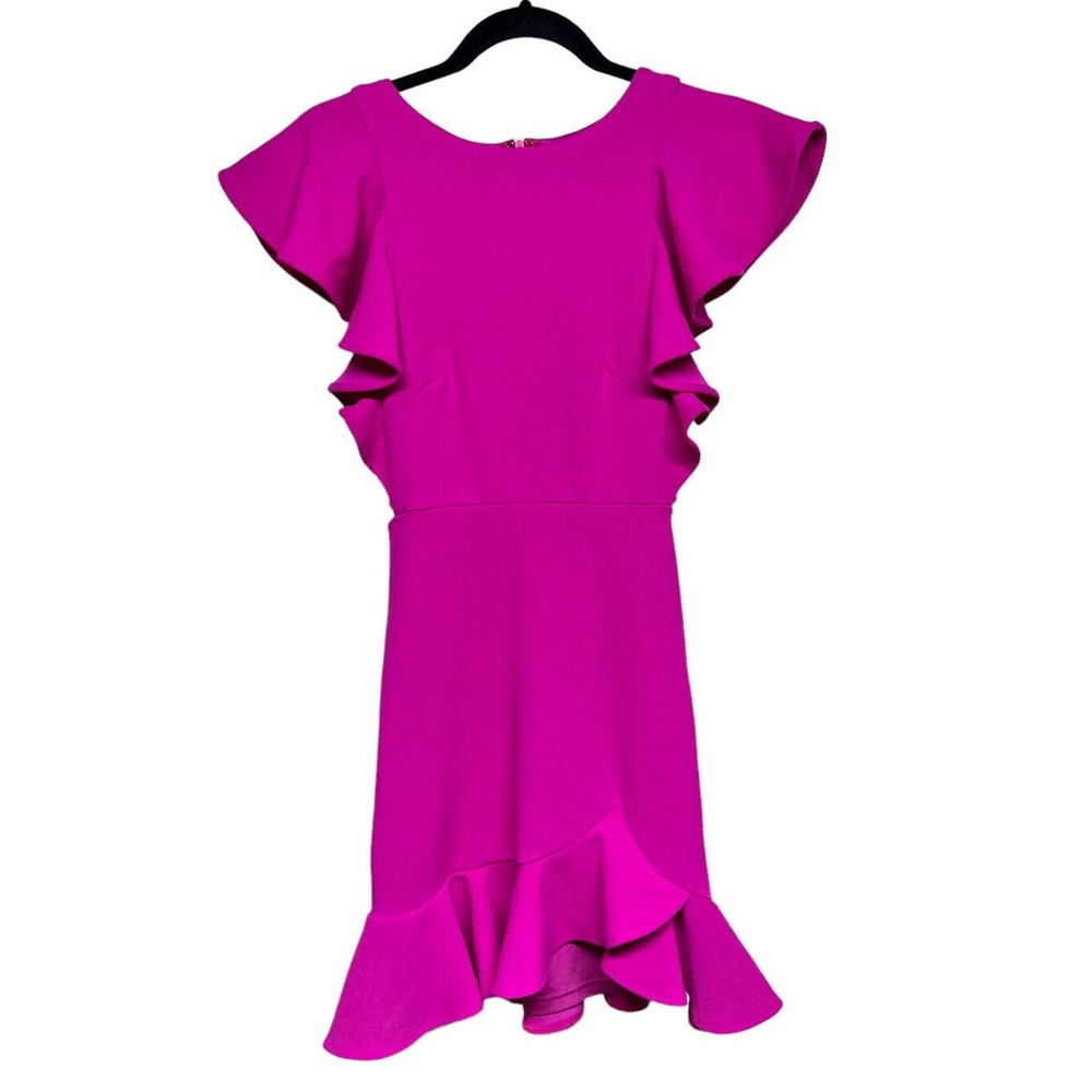 Fuchsia Ruffle Sleeve Mini Dress - Women